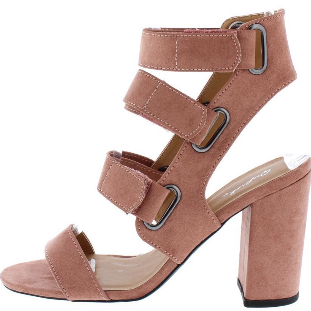 Brand New! MAUVE STRAPPY BLOCK HEELS - Picture 1 of 3